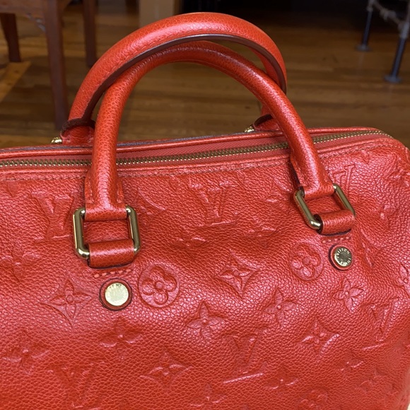 LAST CHANCE!! Louis Vuitton Speedy 25 Empreinte Bag EUC Red-Orange - Picture 2 of 16